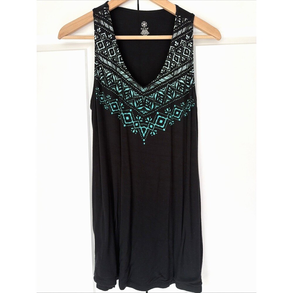 Gaiam Lunar Tank Ombre Cassie Print Black Green Soft Stretchy Size M